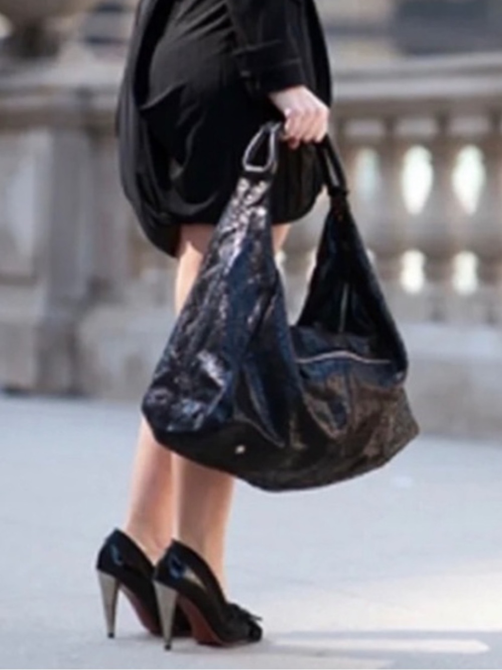 Lola Bernard Black Croc-Embossed Shoulder Bag